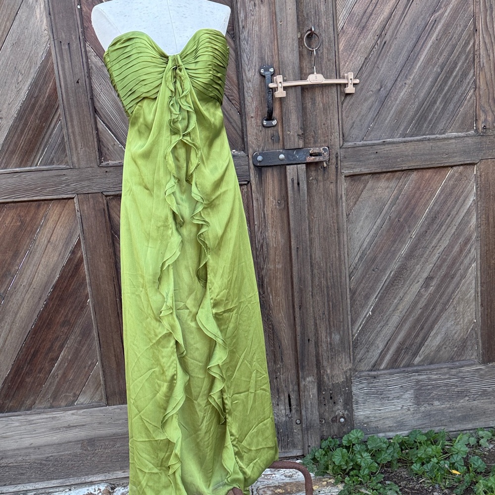 Bari Jay Strapless Lettuce /Lime Green Gown XS - Picture 2 of 9